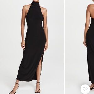 Norma Kamali Halter turtle side slit gown
